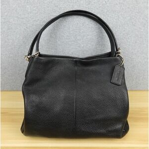 Coach Purse Hand Bag Black Leather Pebbled Madison Phoebe Multi Zipper Y2K